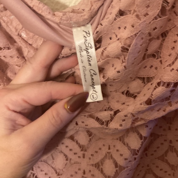 Pink Lace Overlay Dress - Picture 3 of 5